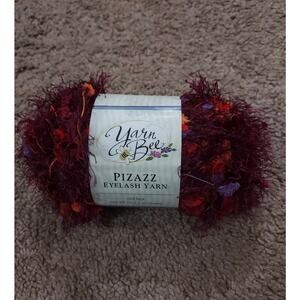 New Yarn Bee Pizzaz Eyelash Yarn Red Hot 1.8oz Dye Lot 90402